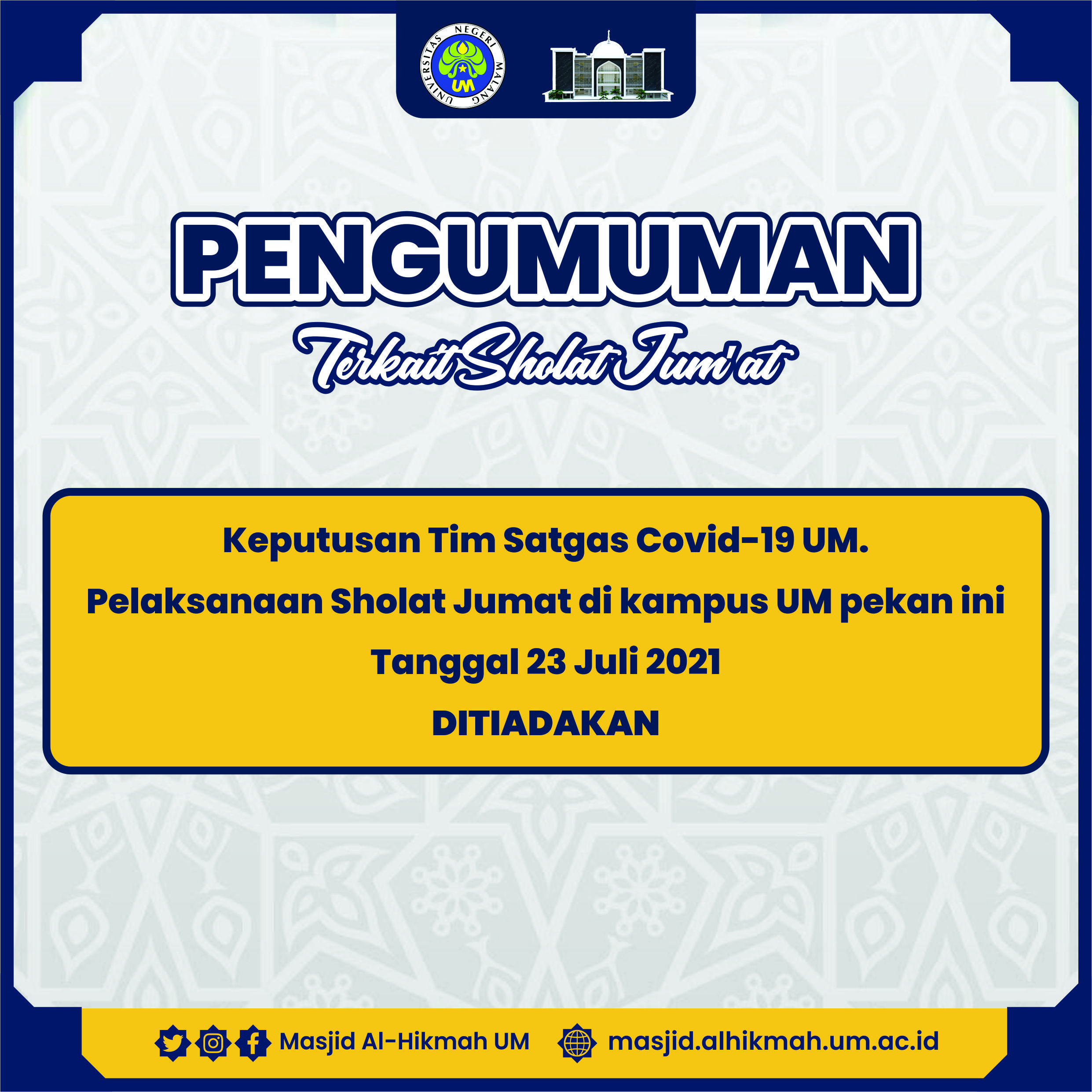 Sholat Jumat Pekan ini 23 Juli 2021